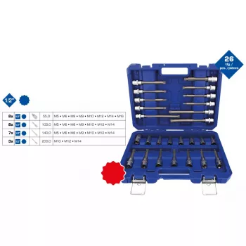 26 dalių XZN įmovų rinkinys Brilliant Tools BT022026 1/2 colio