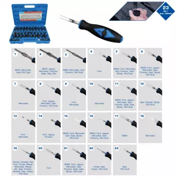 Brilliant Tools BT511100 – 23 dalių universalių ištraukiklių rinkinys automobilių jungtims