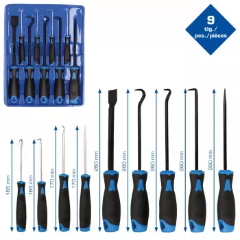 Brilliant Tools BT542010 9 dalių komplektas velenų tarpiklių ir O-žiedų nuėmimui