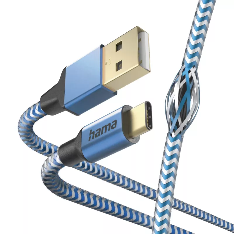 Hama Reflective USB kabelis USB 2.0 1.5 m USB A USB C mėlynas