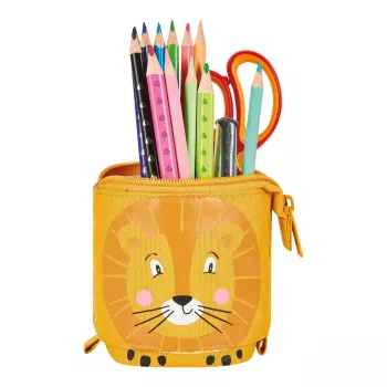 Minkštas penalas Herlitz Lion 140mm x 75mm x 185mm Poliesteris Oranžinė Geltona