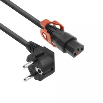 ACT maitinimo laidas CEE 7/7 kampinis kištukas - C13 IEC Lock+ juodas 2 m, EL332S, 5 vnt. pakuotė