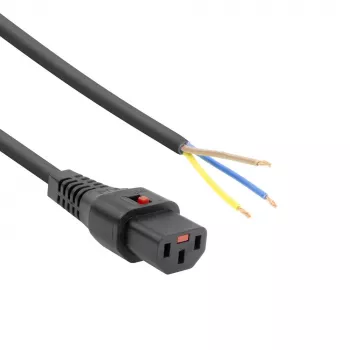 ACT Powercord C13 IEC Lock – atviras galas juodas 2 m, PC1025, 5 vnt. pakuotė