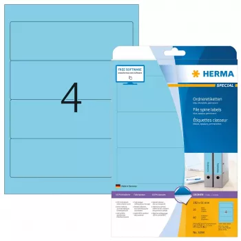 HERMA A4 etiketės byloms 192x61 mm mėlynos 80 vnt.