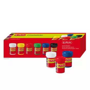 Vandens pagrindo dažai Herlitz 8643025 juoda, mėlyna, žalia, raudona, balta, geltona 6×25 ml
