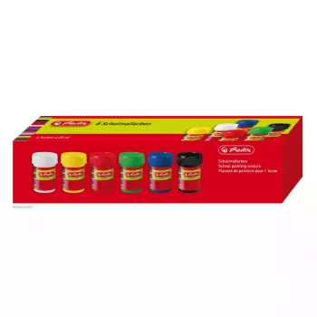 Vandens pagrindo dažai Herlitz 8643025 juoda, mėlyna, žalia, raudona, balta, geltona 6×25 ml