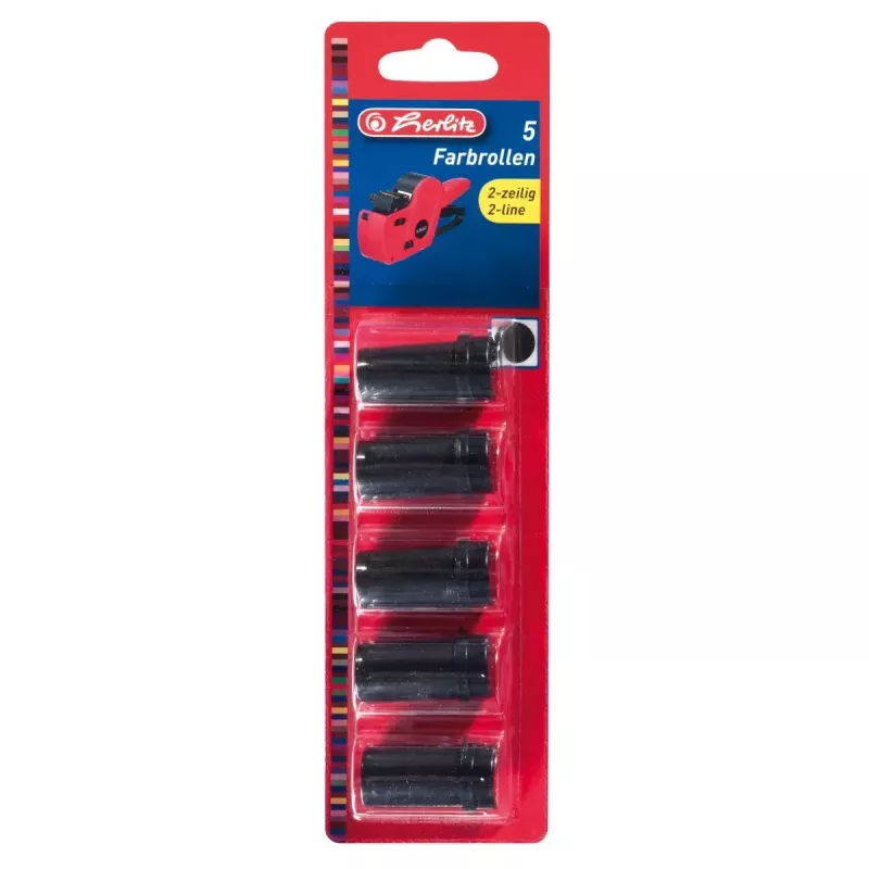Herlitz 10956282 juoda plastikinė žymėjimo juosta kainų žymekliams (5 ritinėliai)