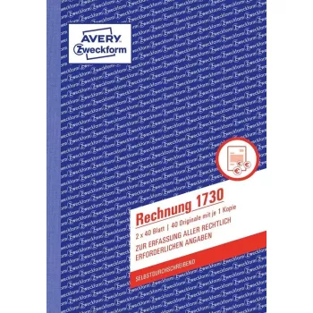 Apskaitos formų knygelė AVERY 1730-5 A5 40 lapų