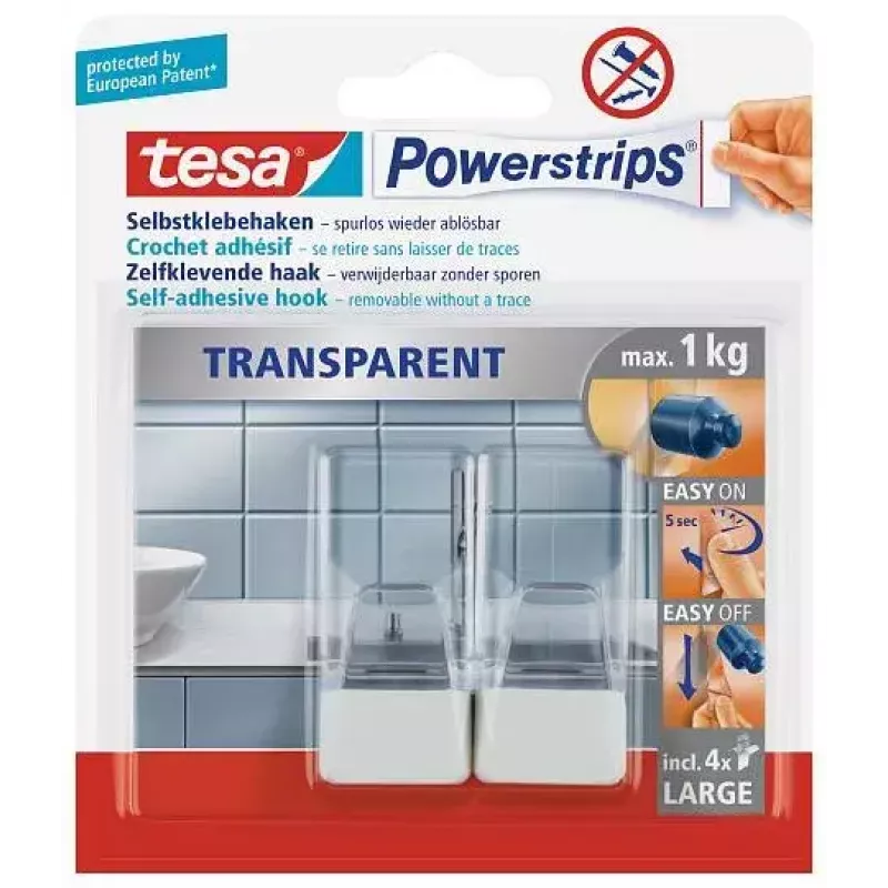 Virtuvinis kabliukas TESA 58811-00000 Skaidrus Baltas 2 vnt