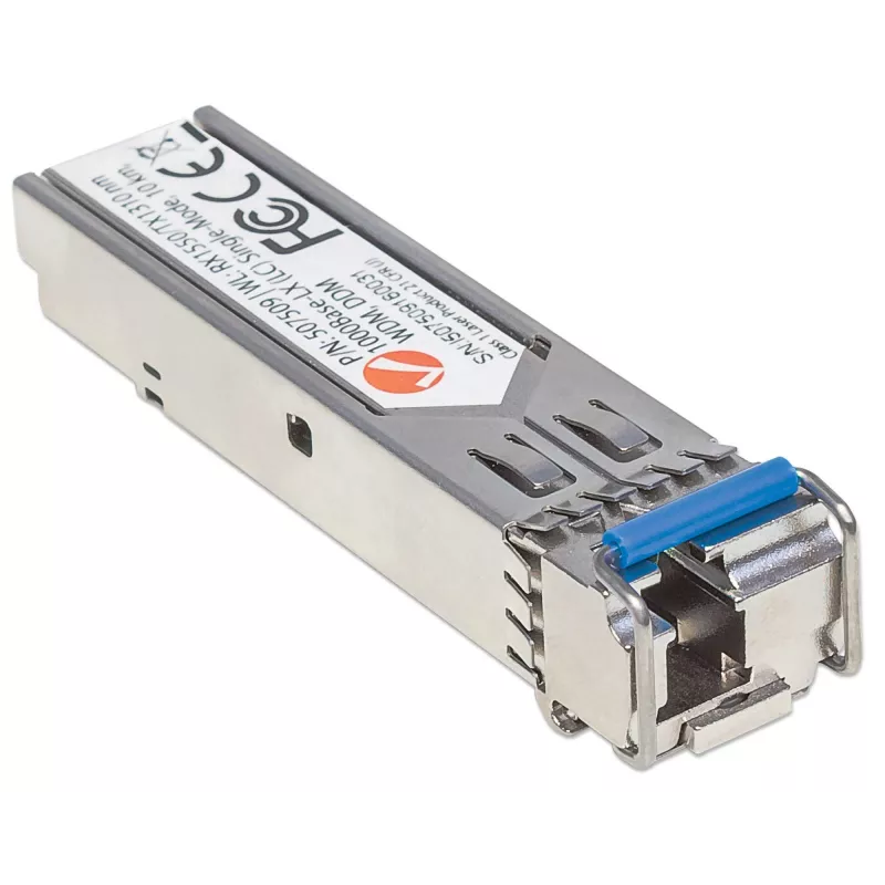 Intellinet SFP modulis, Gigabit Fiber WDM Bi-Directional, 1000Base-Lx (LC), vienmodis, 10 km, RX 1550nm / TX 1310nm, MSA suderinamas, atitinka Cisco GLC-BX-U