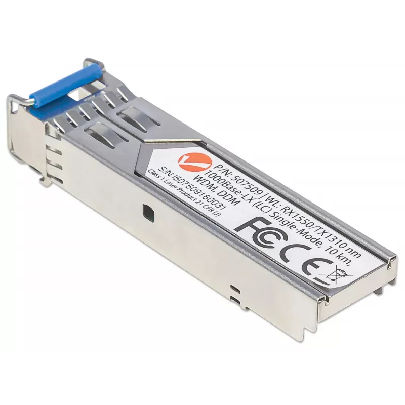 Intellinet SFP modulis, Gigabit Fiber WDM Bi-Directional, 1000Base-Lx (LC), vienmodis, 10 km, RX 1550nm / TX 1310nm, MSA suderinamas, atitinka Cisco GLC-BX-U