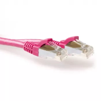 ACT Pink 7 m LSZH S/FTP CAT6A patch laidas su apsaugotais RJ-45 kištukais