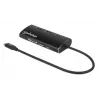 Manhattan USB-C dokų stotelė / šakotuvas su kortelių skaitytuvu, 6 prievadai: Ethernet, HDMI, USB-A (x3) ir USB-C, su Power Delivery (100W) USB-C prievadui, universalus, aliuminis