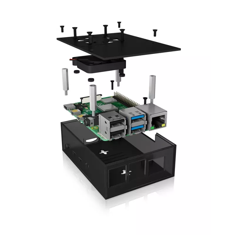 ICY BOX IB-RP108 Dėklas Raspberry Pi 4, permatomas, aliumininis, su aušintuvu