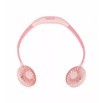 Unold Neck Fan Breezy Pink – nešiojamas kaklo ventiliatorius, rožinis, 2 ventiliatoriai, 8 h veikimo laikas, baltas, 1 vnt.