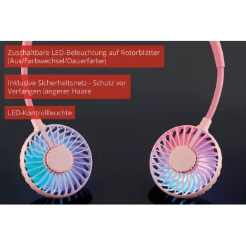Unold Neck Fan Breezy Pink – nešiojamas kaklo ventiliatorius, rožinis, 2 ventiliatoriai, 8 h veikimo laikas, baltas, 1 vnt.