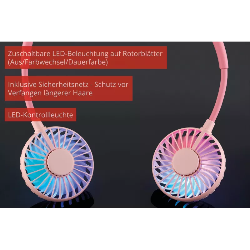 Unold Neck Fan Breezy Pink – nešiojamas kaklo ventiliatorius, rožinis, 2 ventiliatoriai, 8 h veikimo laikas, baltas, 1 vnt.