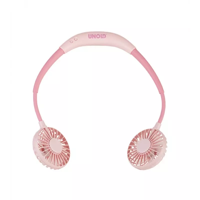 Unold Neck Fan Breezy Pink – nešiojamas kaklo ventiliatorius, rožinis, 2 ventiliatoriai, 8 h veikimo laikas, baltas, 1 vnt.