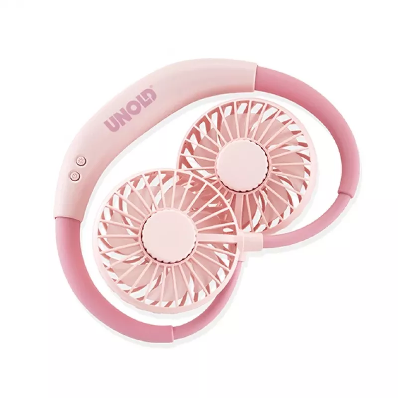 Unold Neck Fan Breezy Pink – nešiojamas kaklo ventiliatorius, rožinis, 2 ventiliatoriai, 8 h veikimo laikas, baltas, 1 vnt.