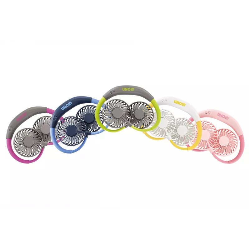 Unold Neck Fan Breezy Pink – nešiojamas kaklo ventiliatorius, rožinis, 2 ventiliatoriai, 8 h veikimo laikas, baltas, 1 vnt.