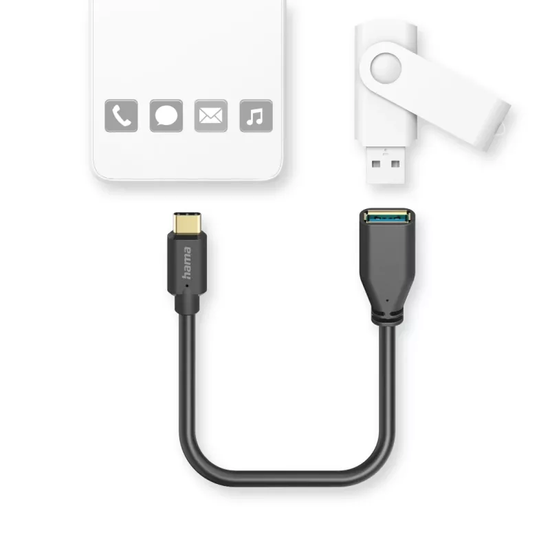 Hama 00125105 USB kabelis USB 3.2 Gen 1 (3.1 Gen 1) 0.15 m USB A USB C juodas
