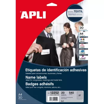 Lipnūs etikečių lapai drabužiams APLI 12252 Balti 6,35x2,96 cm 540 vnt.