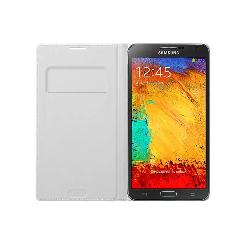 Samsung EF-WN900B dėklas Galaxy Note 3 – atverčiamas, baltas, odinis