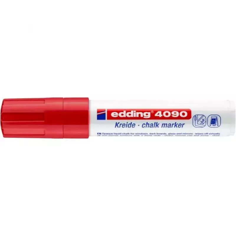 Kreidinis žymeklis Edding 4090 Chisel raudonas