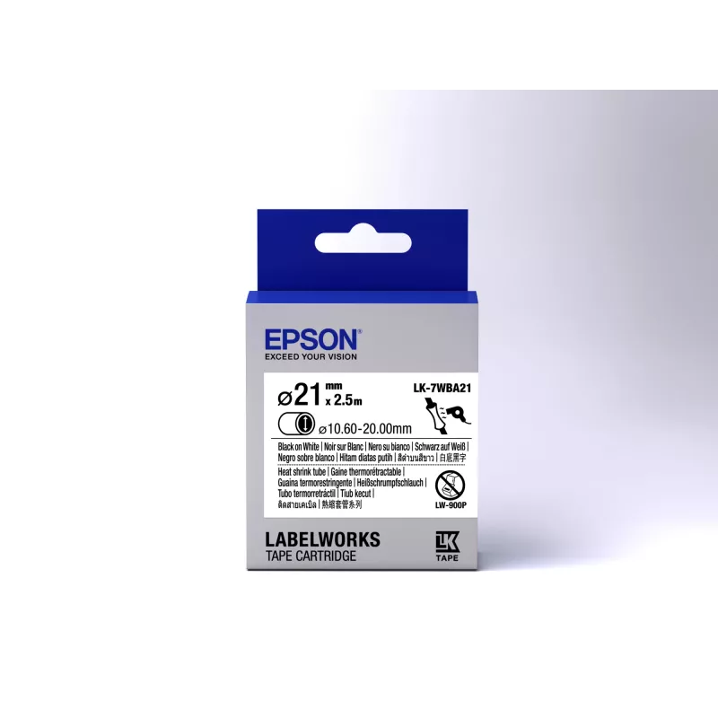 Epson LK-7WBA21 šilumos susitraukimo vamzdelio kasetė juoda/balta D21mm (2,5m)
