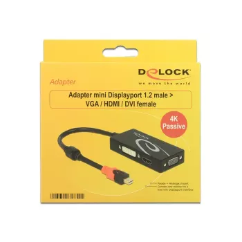 DeLOCK 62855 belaidis adapteris mini DisplayPort į VGA / HDMI / DVI, 0,2 m, juodas
