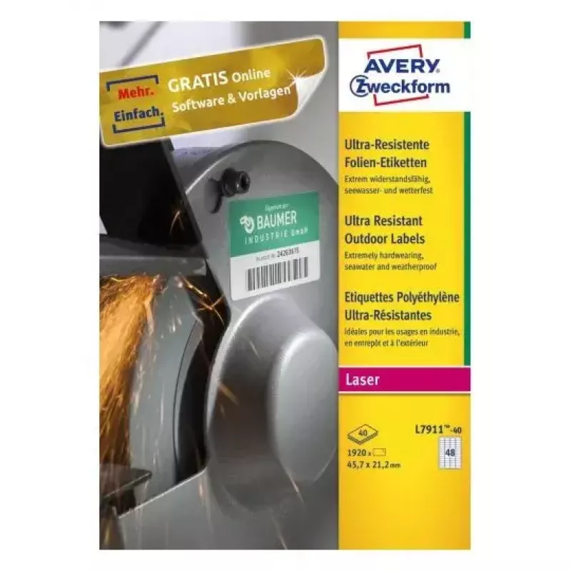 Lipnių etikečių lapas Avery L7911-40
