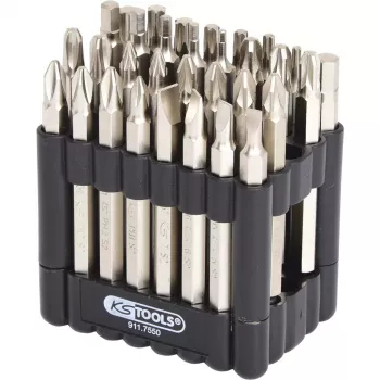 Antgalių rinkinys atsuktuvui KS Tools 911.7550 – 32 vnt., nikeliuoti, 75 mm, 1/4 colio šešiakampis kotas