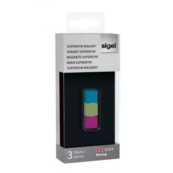 Magnetinė lenta Sigel GL727 – 3 kubiniai neodimio magnetai (turquoise, rožinė, šviesiai žalia)