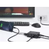 Manhattan Smart Video Multiport Dock, 5 prievadai: HDMI, USB-A (x2), USB-C (x2), su Power Delivery USB-C, įmontuotas maitinimo šaltinis, itin kompaktiškas, nuimamas maitinimo laidas, juoda, trejų metų garantija, mažmeninė dėžutė