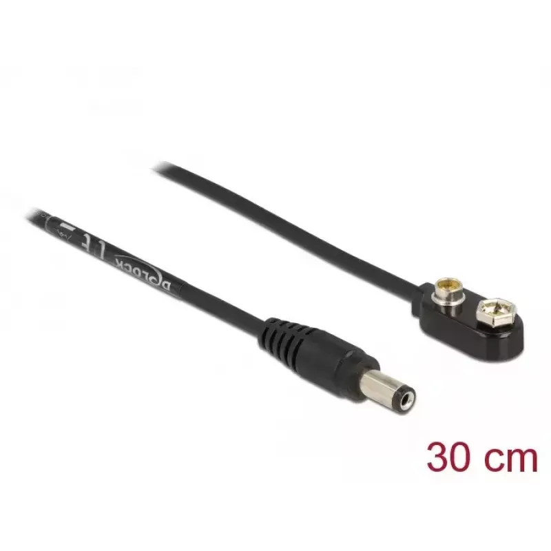 DeLOCK 86697 DC maitinimo laidas 5,5 x 2,1 mm (vyriškas) prie 9 V blokinės baterijos