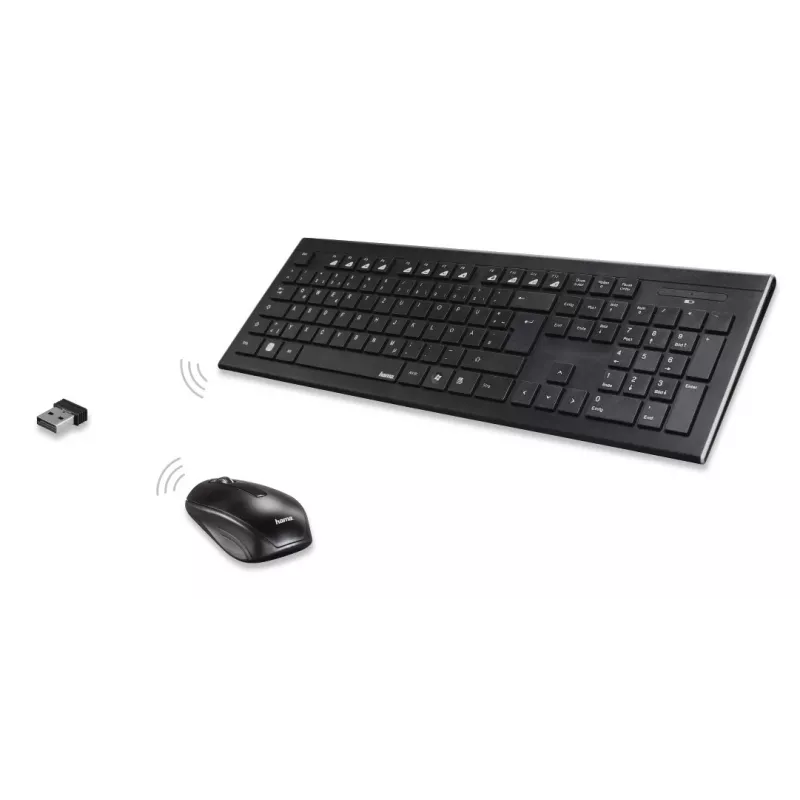 Hama Cortino belaidis klaviatūros ir pelės rinkinys RF, QWERTY, ukrainietiškas, juodas