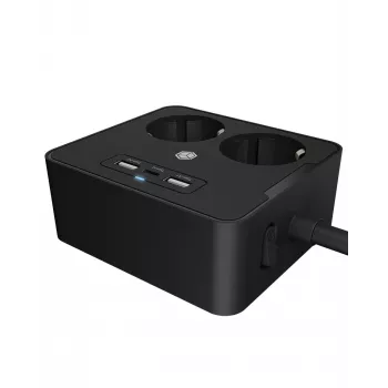ICY BOX IB-MPS2220B-CH maitinimo ilgintuvas 1,9 m 2 AC lizdai Juodas