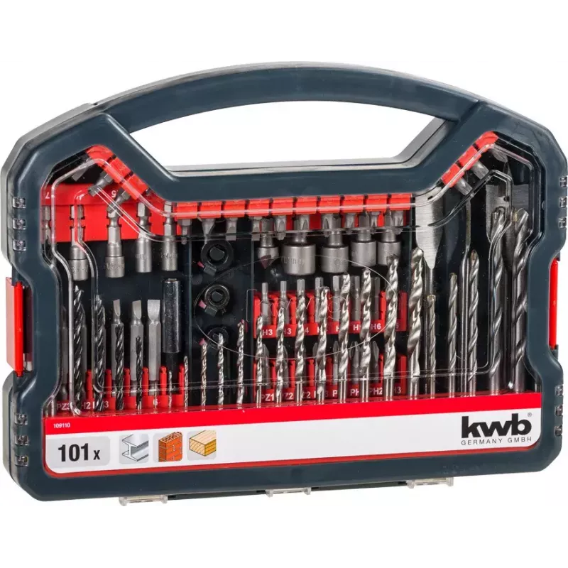 Gręžtų rinkinys KWB Promo Box Standard 101 vnt. plytai, metalui, medžiui