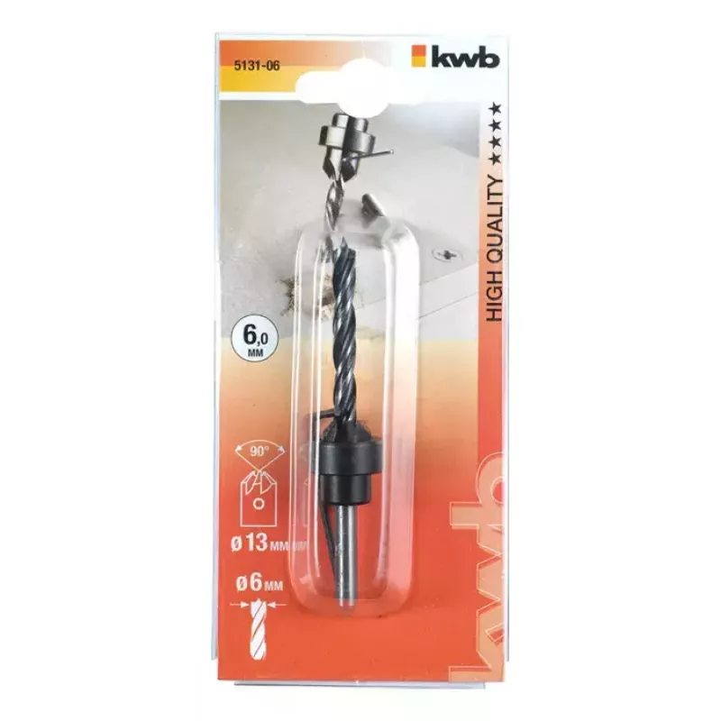 Gręžtuvas KWB 513106 6mm medžio drožlių plokštėms, kietmedžiui, plastikui, minkštmedžiui