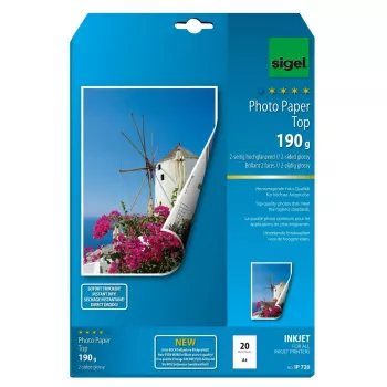Sigel blizgus nuotraukų popierius InkJet Top A4 190 g/m² 20 lapų