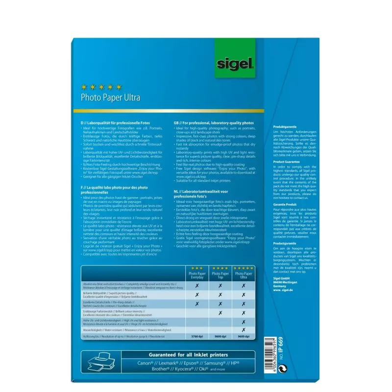 Fotopopierius satino Sigel InkJet Ultra A4