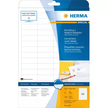 Korekcinės/uždengimo etiketės HERMA A4 48,3x16,9 mm 1600 vnt.