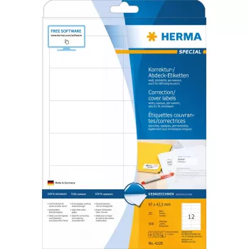 Lipnios etiketės HERMA A4 97x42,3 mm 300 vnt.