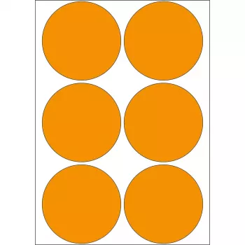Įvairių paskirčių lipdukai HERMA 2284 švytinčiai oranžiniai 50 mm apvalūs 144 vnt.
