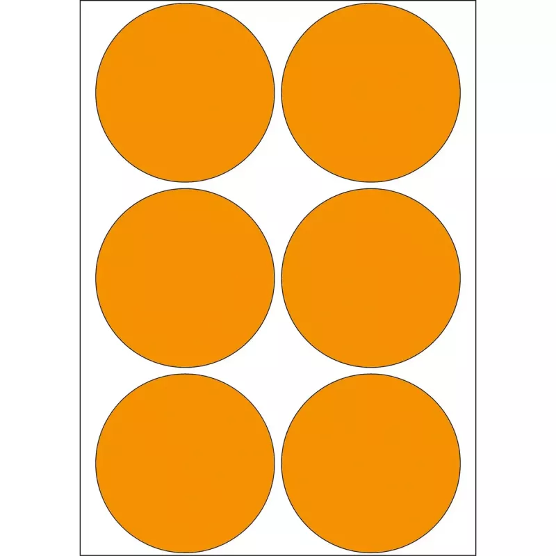 Įvairių paskirčių lipdukai HERMA 2284 švytinčiai oranžiniai 50 mm apvalūs 144 vnt.