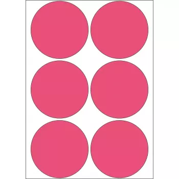 HERMA 2286 universalios etiketės šviečiančiai raudonos Ø 50 mm 144 vnt.