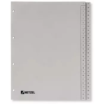 Rexel PP skirtukai, pilki, skaitmeniniai, A4, 1 vnt.