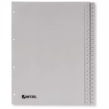 Rexel PP skirtukai, pilki, skaitmeniniai, A4, 1 vnt.