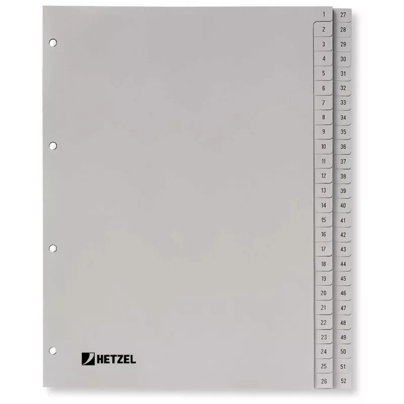 Rexel PP skirtukai, pilki, skaitmeniniai, A4, 1 vnt.