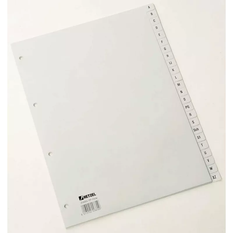 Rexel PP abėcėliniai skirtukai, pilki, A4, 226x297 mm